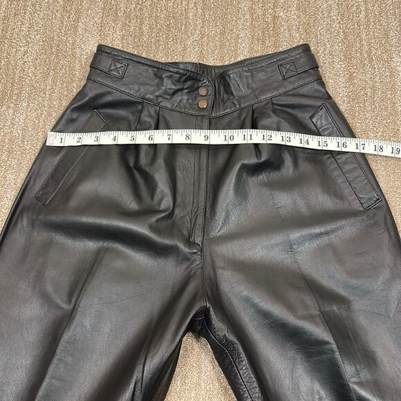 Leather Vintage Y2K High Rise Women Pants Black Goth Dark Approximate Size Small - Picture 6 of 12